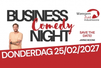Business Comedy 2027: Jarno Boone op het podium bij Renson
